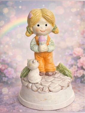 Flambro Vintage Ceramic Music Box Figurine